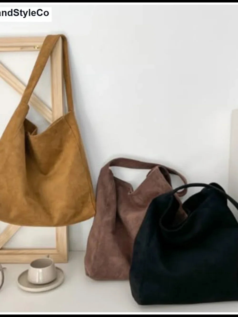 Faux Suede Slouchy Hobo Bag Crossbody Shoulder Tote Purse Handbag